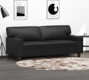 vidaXL 2-osobowa sofa, czarna, 140 cm, sztuczna skóra Lumarko! 1