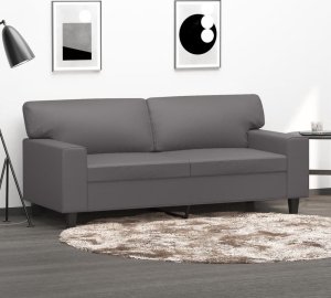 vidaXL 2-osobowa sofa, szary, 140 cm, sztuczna skóra Lumarko! 1