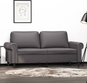 vidaXL 2-osobowa sofa, szary, 140 cm, sztuczna skóra Lumarko! 1