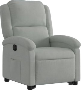 vidaXL Elektryczny, podnoszony fotel rozkładany, jasnoszary, aksamit 4