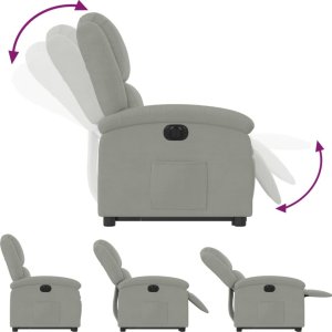 vidaXL Elektryczny, podnoszony fotel rozkładany, jasnoszary, aksamit 7