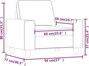 vidaXL Fotel, jasnoszary, 60 cm, obity tkaniną 8