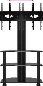 vidaXL Narożny stojak na TV 32-70 cali, 3-poziomowy, czarny 7