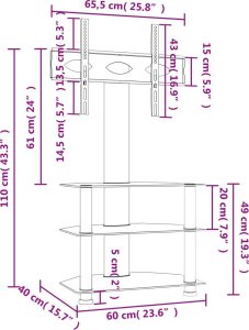 vidaXL Narożny stojak na TV 32-70 cali, 3-poziomowy, czarny 10