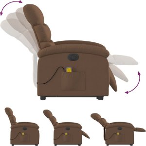 vidaXL Podnoszony fotel masujący, elektryczny, rozkładany, brązowy 6