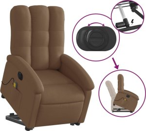 vidaXL Podnoszony fotel masujący, elektryczny, rozkładany, brązowy 5