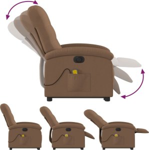 vidaXL Podnoszony fotel masujący, elektryczny, rozkładany, brązowy 6