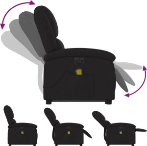 vidaXL Podnoszony fotel masujący, elektryczny, rozkładany, czarny 6