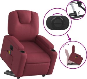 vidaXL Podnoszony fotel masujący, elektryczny, rozkładany, czerwony 11