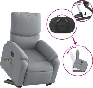 vidaXL Podnoszony fotel masujący, elektryczny, rozkładany, jasnoszary 11
