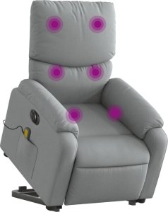 vidaXL Podnoszony fotel masujący, elektryczny, rozkładany, jasnoszary 3