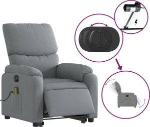 vidaXL Podnoszony fotel masujący, elektryczny, rozkładany, jasnoszary 6