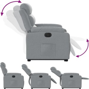 vidaXL Podnoszony fotel masujący, elektryczny, rozkładany, jasnoszary 6