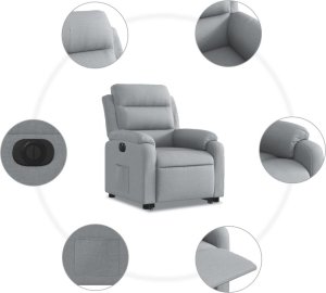 vidaXL Podnoszony fotel masujący, elektryczny, rozkładany, jasnoszary 7