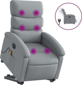 vidaXL Podnoszony fotel masujący, elektryczny, rozkładany, jasnoszary 2