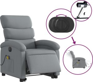 vidaXL Podnoszony fotel masujący, elektryczny, rozkładany, jasnoszary 5