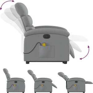 vidaXL Podnoszony fotel masujący, elektryczny, rozkładany, jasnoszary 6