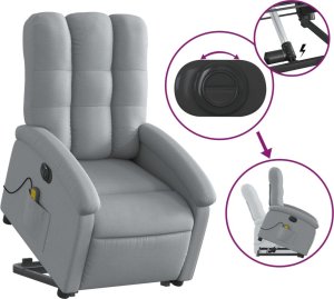 vidaXL Podnoszony fotel masujący, elektryczny, rozkładany, jasnoszary 6