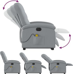 vidaXL Podnoszony fotel masujący, elektryczny, rozkładany, jasnoszary 7
