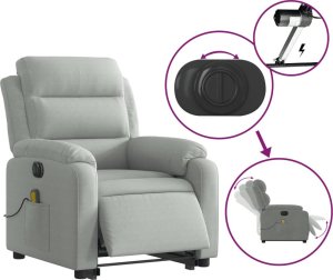 vidaXL Podnoszony fotel masujący, elektryczny, rozkładany, jasnoszary 6