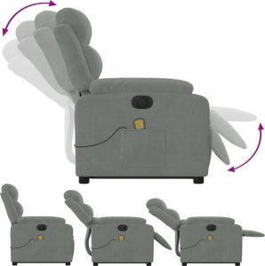 vidaXL Podnoszony fotel masujący, elektryczny, rozkładany, jasnoszary 7