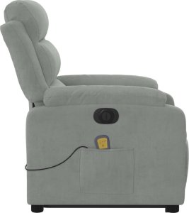 vidaXL Podnoszony fotel masujący, elektryczny, rozkładany, jasnoszary 10