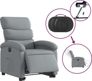 vidaXL Podnoszony fotel masujący, elektryczny, rozkładany, jasnoszary 5