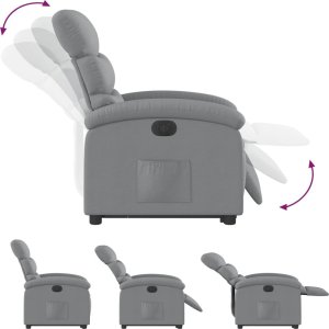 vidaXL Podnoszony fotel masujący, elektryczny, rozkładany, jasnoszary 6