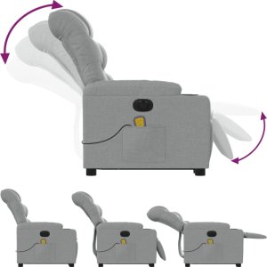 vidaXL Podnoszony fotel masujący, elektryczny, rozkładany, jasnoszary 7