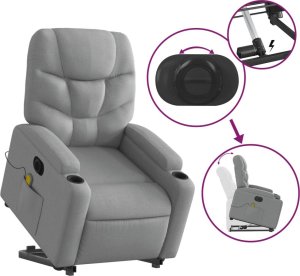 vidaXL Podnoszony fotel masujący, elektryczny, rozkładany, jasnoszary 11