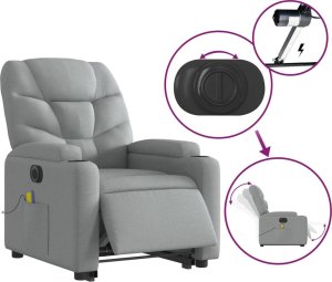 vidaXL Podnoszony fotel masujący, elektryczny, rozkładany, jasnoszary 6