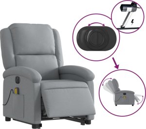 vidaXL Podnoszony fotel masujący, elektryczny, rozkładany, jasnoszary 6