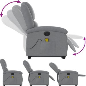 vidaXL Podnoszony fotel masujący, elektryczny, rozkładany, jasnoszary 7