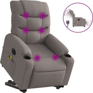 vidaXL Podnoszony fotel masujący, elektryczny, rozkładany, kolor taupe 2