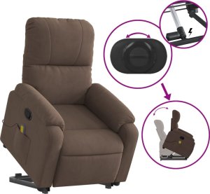 vidaXL Podnoszony fotel masujący, rozkładany, brązowy, mikrofibra 5