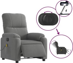vidaXL Podnoszony fotel masujący, rozkładany, ciemnoszary, mikrofibra 5