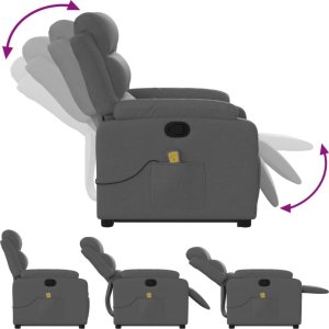 vidaXL Podnoszony fotel masujący, rozkładany, ciemnoszary, tkanina 6