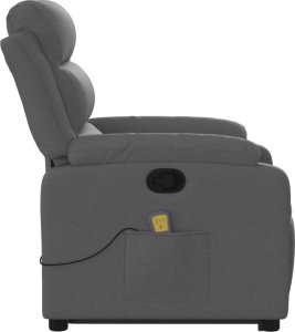 vidaXL Podnoszony fotel masujący, rozkładany, ciemnoszary, tkanina 9