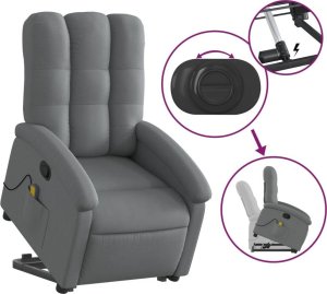 vidaXL Podnoszony fotel masujący, rozkładany, ciemnoszary, tkanina 5