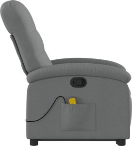 vidaXL Podnoszony fotel masujący, rozkładany, ciemnoszary, tkanina 9