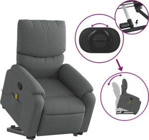 vidaXL Podnoszony fotel masujący, rozkładany, ciemnoszary, tkanina 5