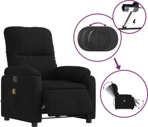 vidaXL Podnoszony fotel masujący, rozkładany, czarny, mikrofibra 5