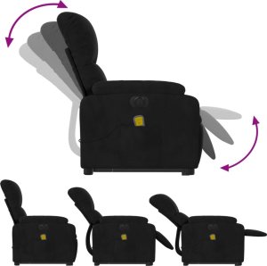 vidaXL Podnoszony fotel masujący, rozkładany, czarny, mikrofibra 6