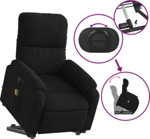 vidaXL Podnoszony fotel masujący, rozkładany, czarny, mikrofibra 10