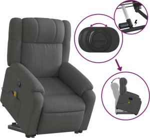 vidaXL Podnoszony fotel masujący, rozkładany, ciemnoszary, tkanina 6