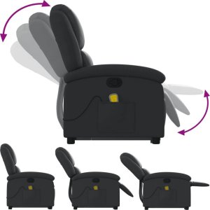 vidaXL Podnoszony fotel masujący, rozkładany, czarny 6