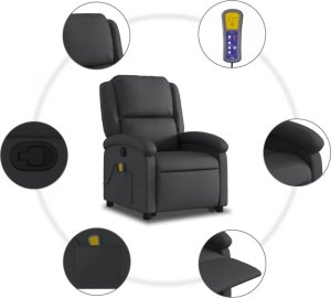 vidaXL Podnoszony fotel masujący, rozkładany, czarny 7