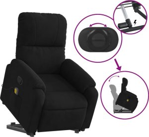 vidaXL Podnoszony fotel masujący, rozkładany, czarny, mikrofibra 5