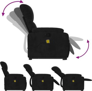 vidaXL Podnoszony fotel masujący, rozkładany, czarny, mikrofibra 6