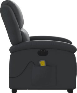 vidaXL Podnoszony fotel masujący, rozkładany, czarny, skóra naturalna 9